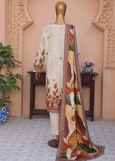 HZ Textiles Printed Linen Slub 3 Piece Unstitched Suit HZ25LSS LSD-304